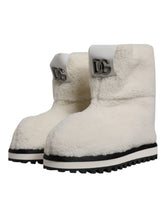 Dolce & Gabbana White Plush Logo Padded Mid Calf Boots Shoes -   -  Dolce & Gabbana.